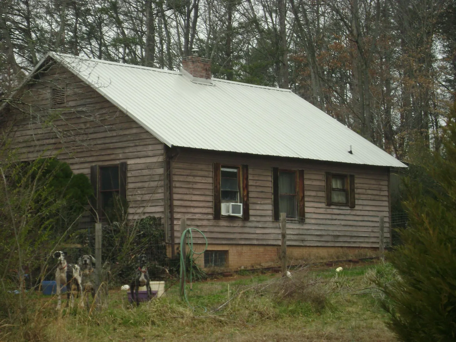 White metal roof on an old wood sided farmhouse, from a Asphalt Shingle Roof Repair job in Anthony